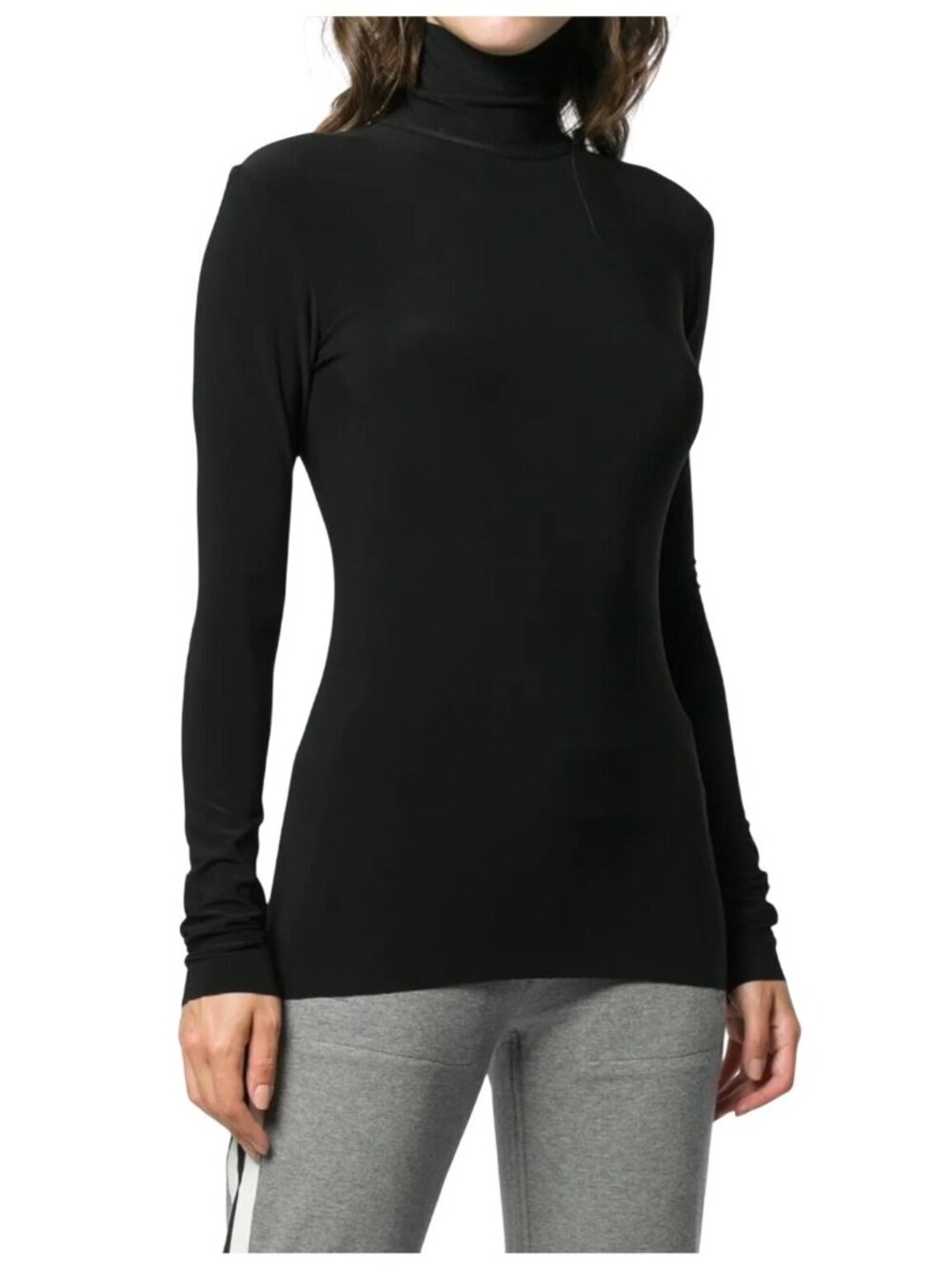 Norma Kamali Black Long Sleeve Turtleneck Zip Top Size XL